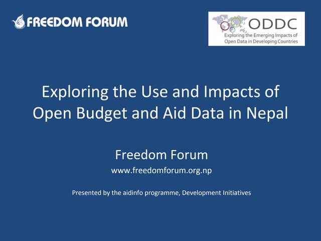 ODDC Context - Exploring the use and impacts of open budget and aid data in N...