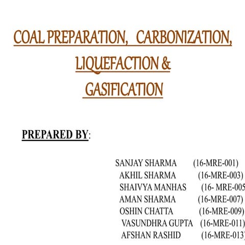coal preparation,  