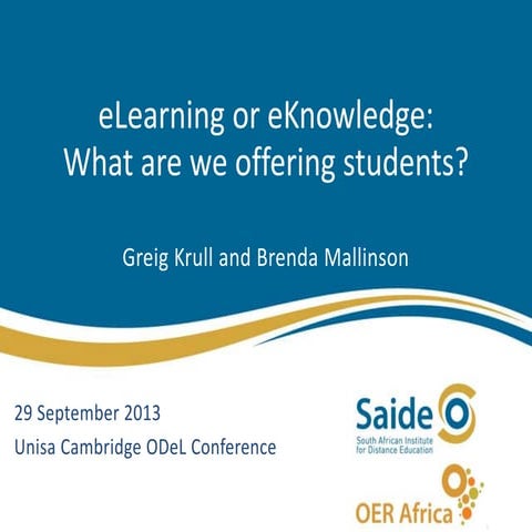 eLearning or eKnowlege: What are we providing for students?