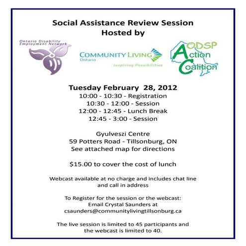 ODEN webcast- Social Assistance Review Session