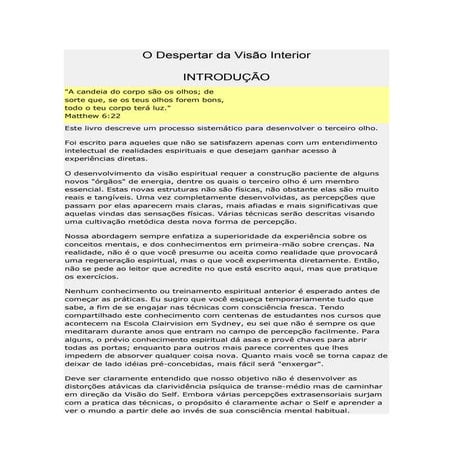 O despertar da visão interior