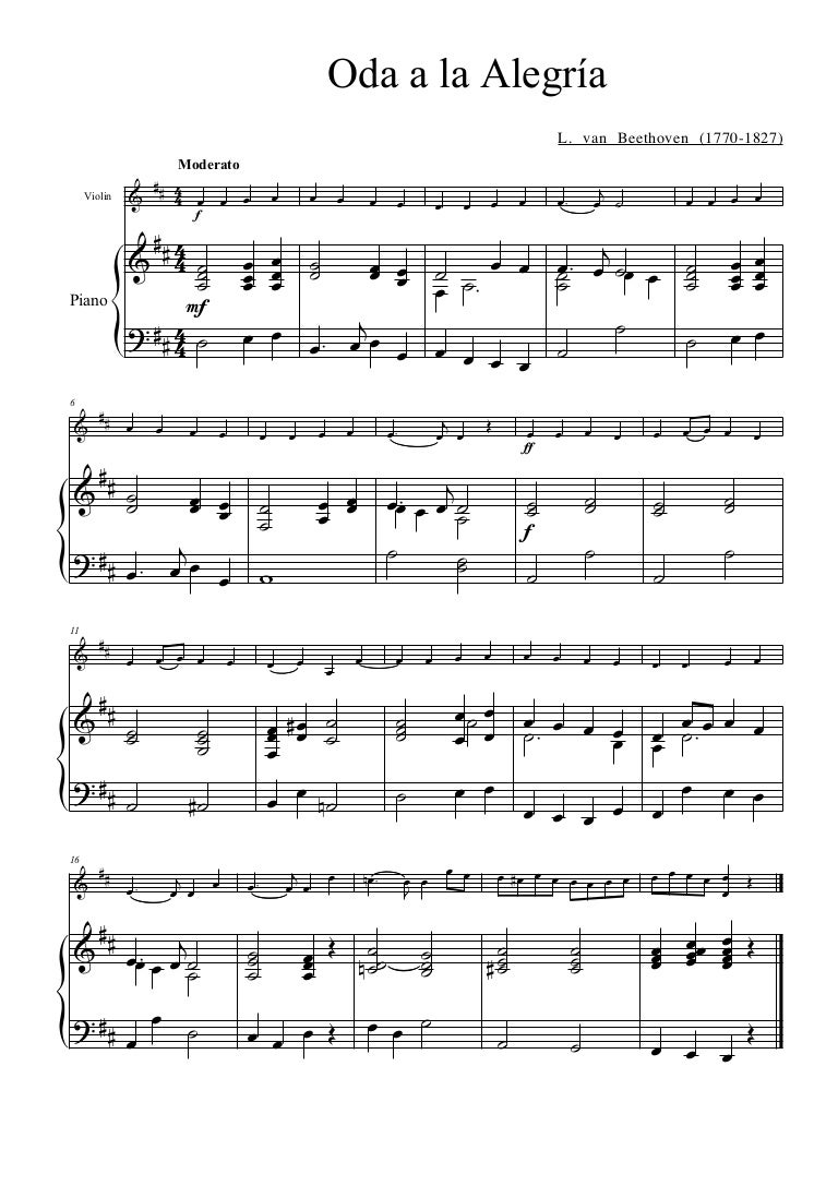 Ode to joy (violin, piano), Himno de la Alegría