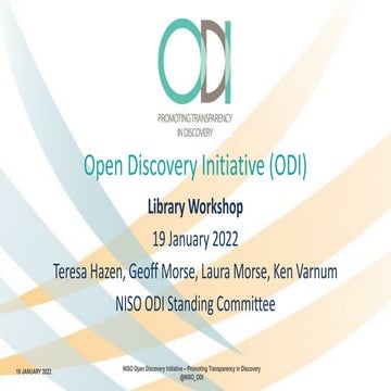 Hazen, Morse, Morse, and Varnum "ODI Conformance Statement for Libraries Work...