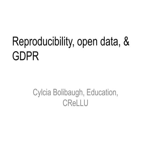 ODiP: Reproducibility, open data and GDPR