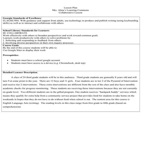 Collaborative Lesson Plan