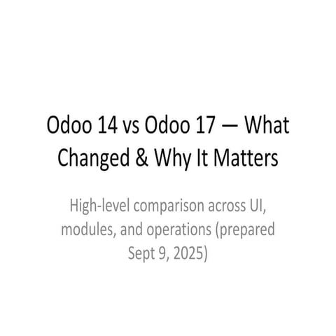 Comparation between Odoo 14 and Odoo 17 all modules