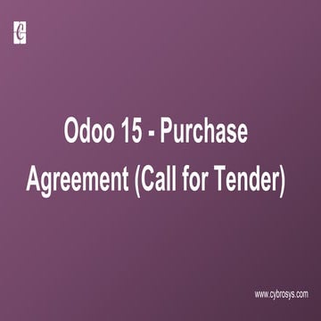 Odoo 15 Purchase Agreement (Call for Tender)