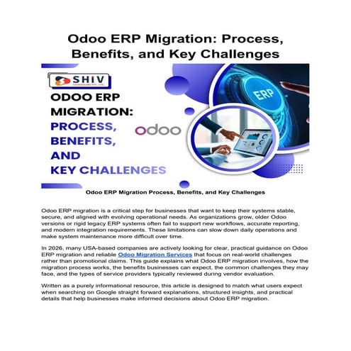 omprehensive Odoo ERP Implementation Methodology | Step-by-Step Guide | PDF
