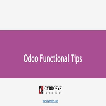 Odoo functional tips