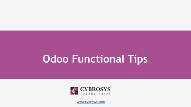 Odoo functional tips