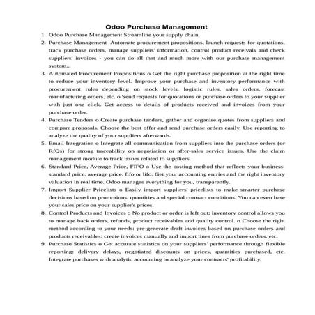 Odoo purchase management