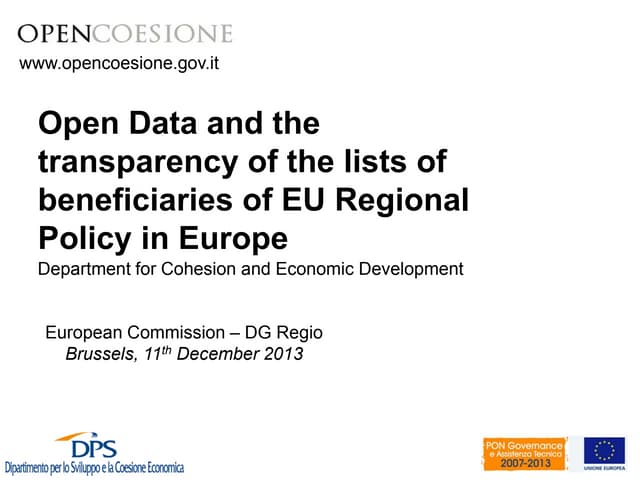 Open Data and the transparency of the lists of beneficiaries of EU Regional P...
