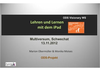 ODS presentation by Monika Moises (BMUKK) in Austria, targeting teachers - Ge...