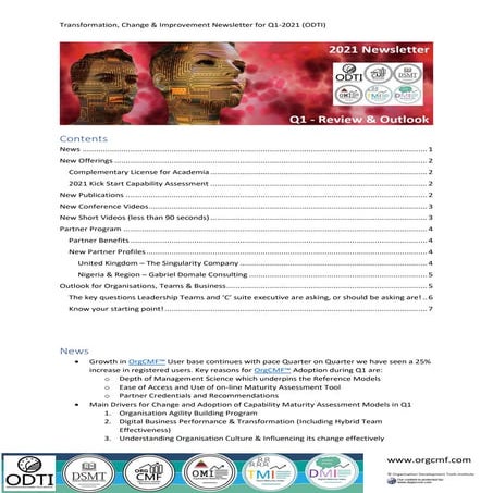 Transformation, Change & Improvement Newsletter Q1-2021