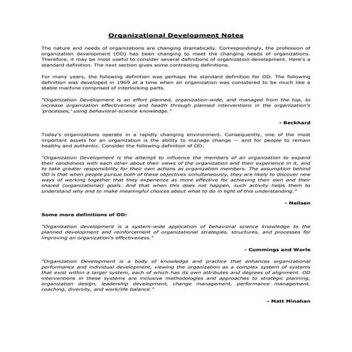 ORGANISATION DEVELOPMENT