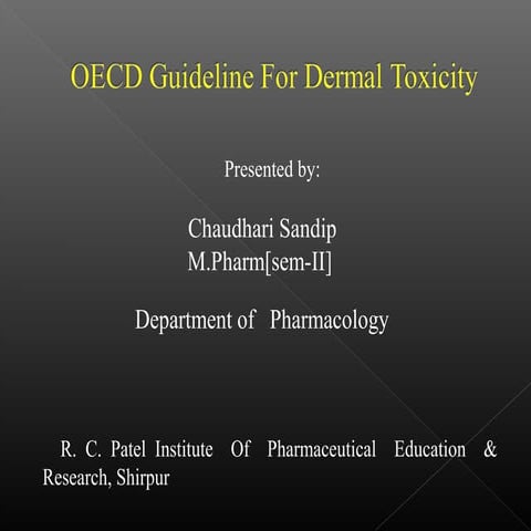 OECG Dermatotoxicity testing