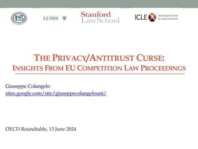 The Intersection between Competition and Data Privacy – COLANGELO – June 2024 OECD discussion