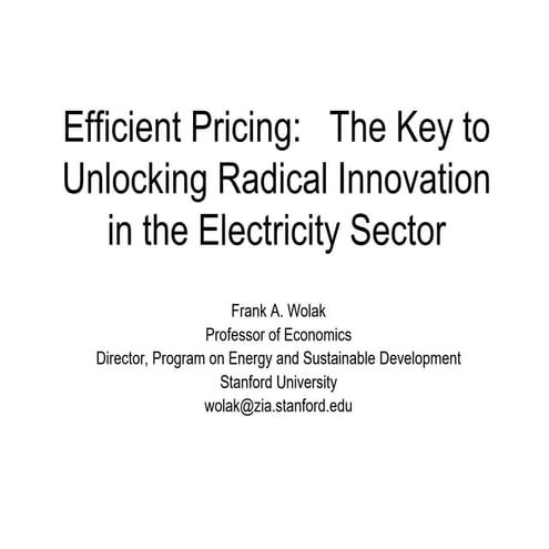 Radical Innovation in the Electricity Sector – Frank WOLAK - Stanford Univers...