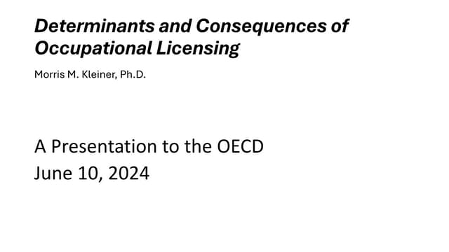 Competition and Regulation in Professional Services – KLEINER – June 2024 OECD discussion