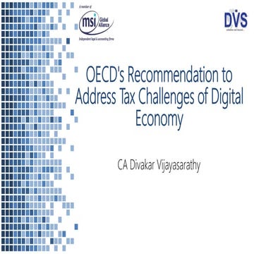 Oecd's recommendation to address tax challenges of digital economy