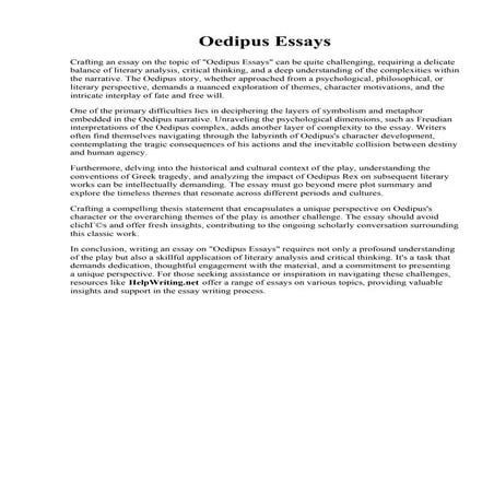 Oedipus Essays. PPT - OEDIPUS THE KING ESSAY FORMAT PowerPoint Presentation, ...
