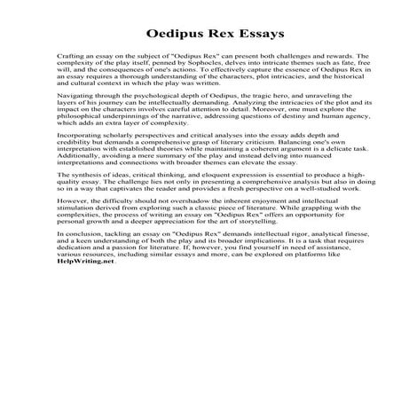 Oedipus Rex Essays. Roosevelt University