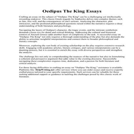 Oedipus The King Essays