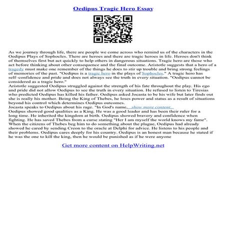 Oedipus Tragic Hero Essay
