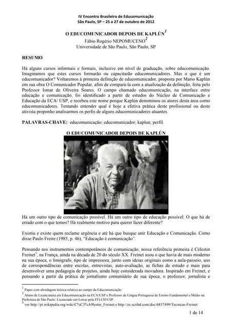 O Educomunicador depois de Kaplun