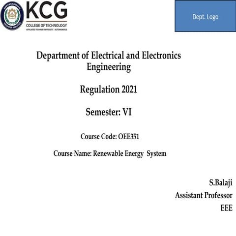 OEE351-Unit1 Environmental aspects of energy