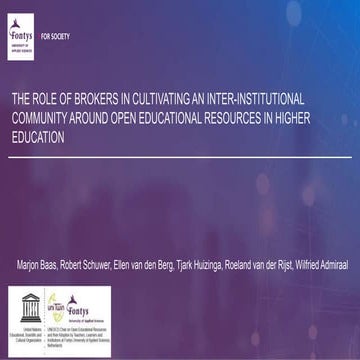 The Role of Brokers in Cultivating an Inter-Institutional Community around Open Educational Resources in Higher Education