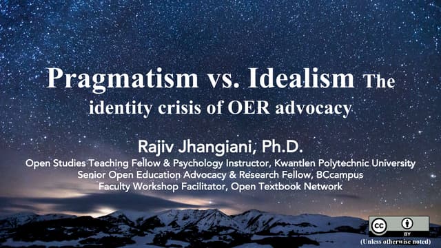 Pragmatism vs. Idealism and the Identity Crisis of OER Advocacy