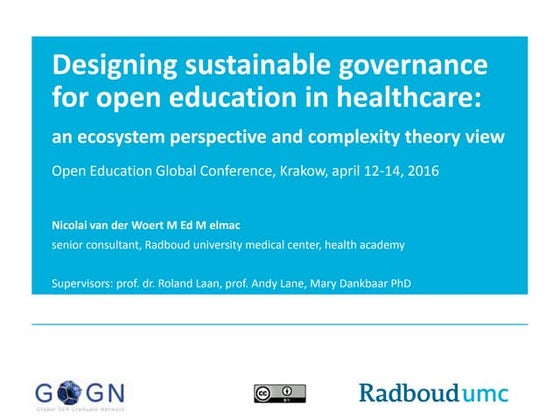 Designing sustainable governance for open education in healthcare