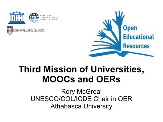 Third Mission of Universities, MOOCs and OERs – sharing knowledge toward deve...
