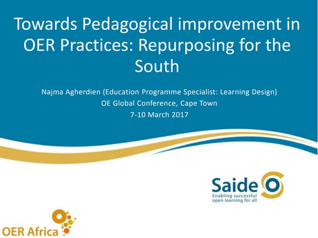 Towards Pedagogical improvements in OER: repurposing for the South