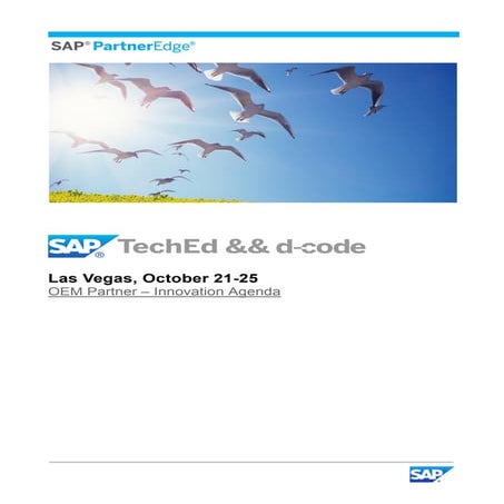 SAP TechEd -dCode - OEM Innovation Agenda for Partners - Las Vegas