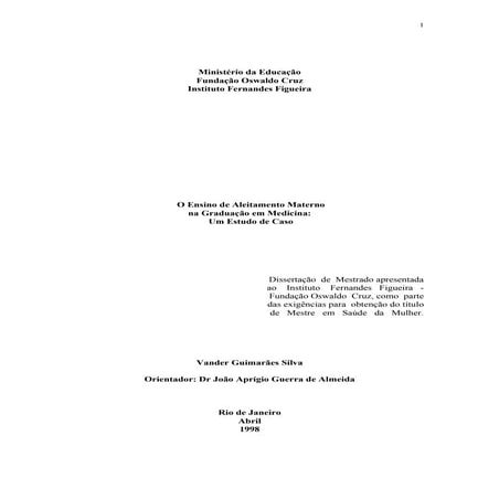 O Ensino De Aleitamento Materno Na GraduaçãO Em Medicina   Um Estudo De Caso