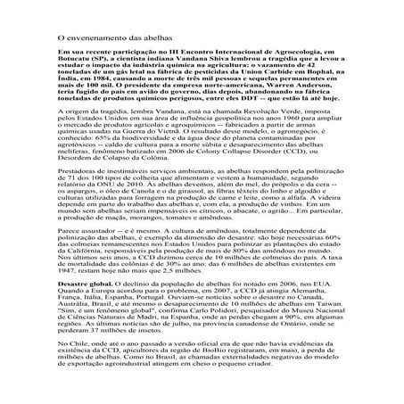 O envenenamento das abelhas