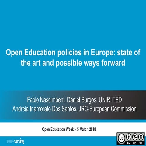 Open Education policies in Europe: state of the art and possible ways forward