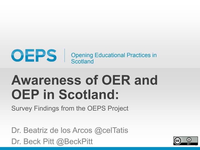Awareness of OER and OEP in Scotland 