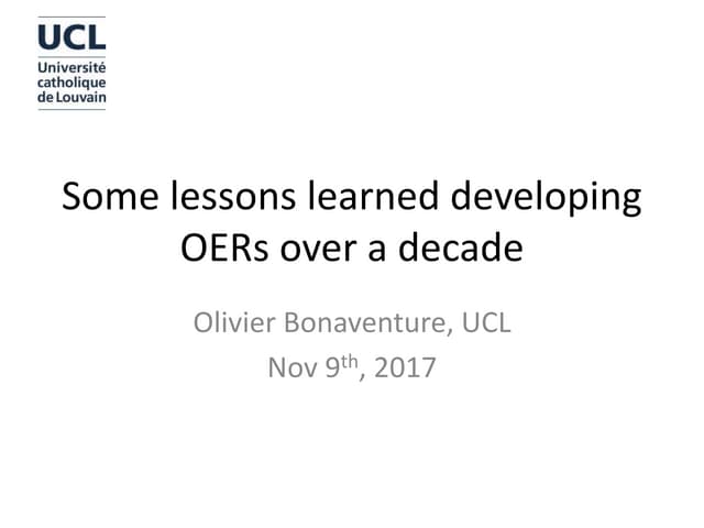 Some lessons learned developing OERs over a decade