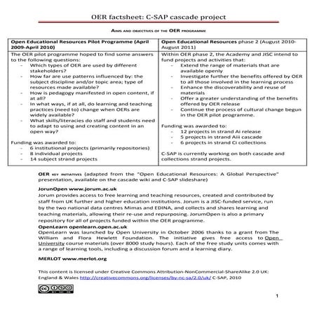 OER fact sheet CSAPOER2 cascade project