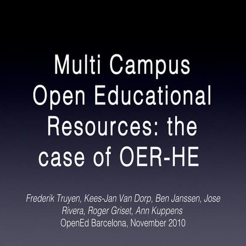 Multi Campus Open Educational Resources: the case of OER-HE