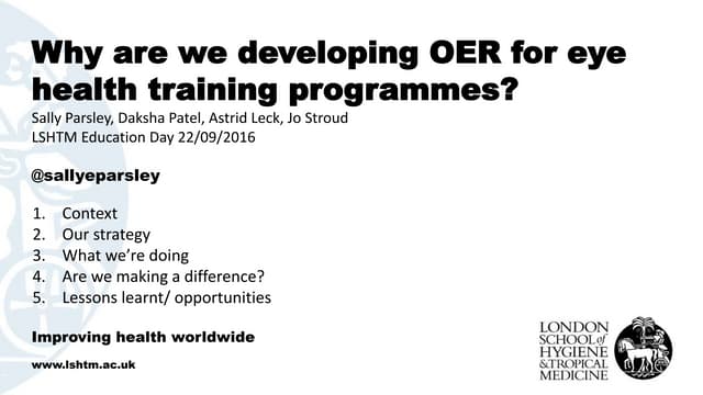 Why are we developing Open Educational Resources for eye health training programmes?