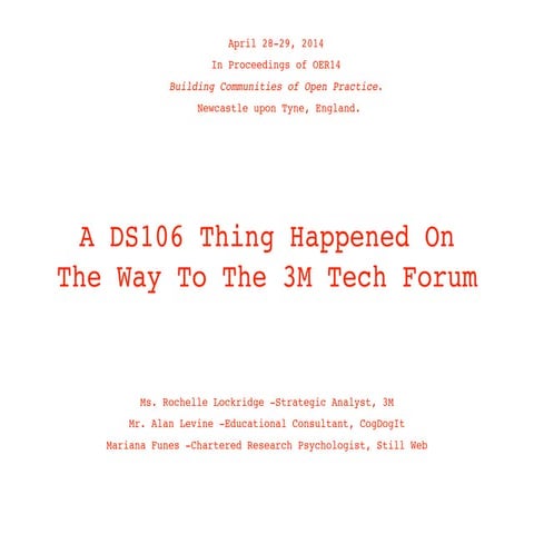 OER14 3M/DS106 NOT The Presentation Deck