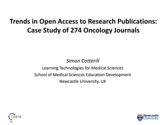 Trends in Open Access to Research Publications - Case Study of Oncology Journals