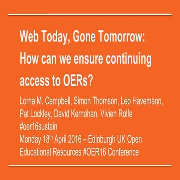 #OER16 Sustainability Panel Session