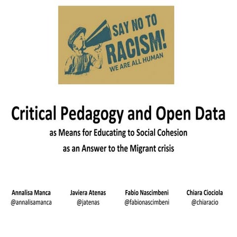 Critical Pedagogy and Open Data as means for educating to social cohesion