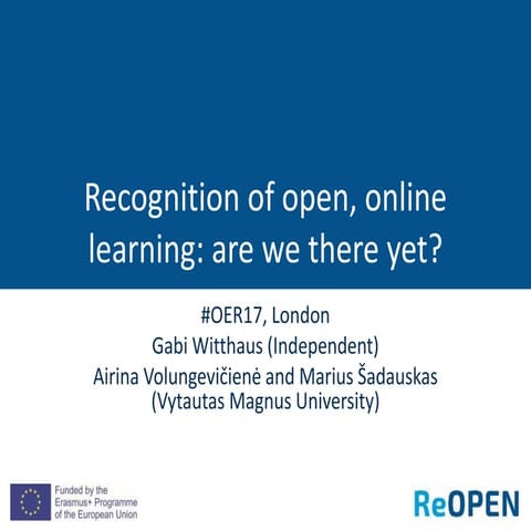 Recognition of non-formal, open learning: are we there yet?