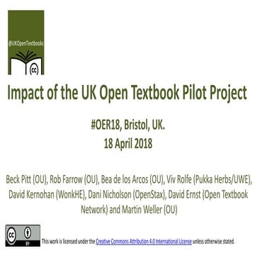 Impact of the UK Open Textbook Pilot Project #OER18 